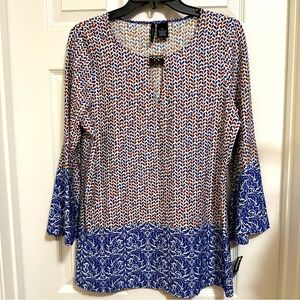 New Directions Printed 3/4 Sleeves Top Size Medium